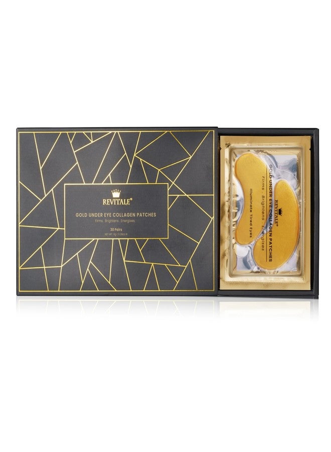 REVITALE 24k Gold Under Eye Collagen Patches, Reduce Puffy Eyes & Dark Circles, Illuminate Tired Eye Masks - Firms, Brightens, Energises (Packets - 30 Pair) - Image 1